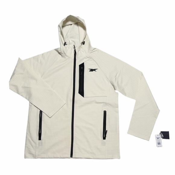 Reebok Men's Cream Hooded Performance Jacket size M Windbreaker lightweight New - Picture 4 of 14